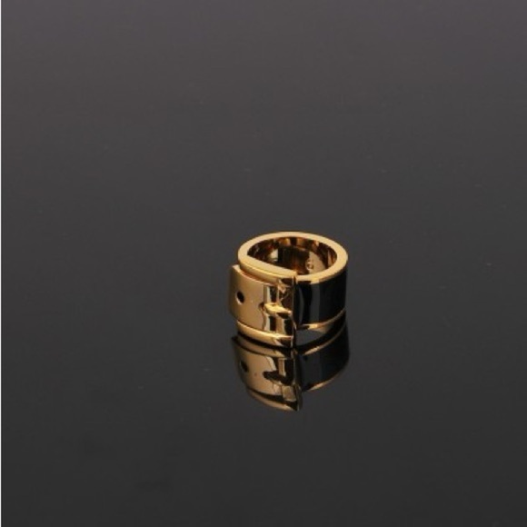Michael Kors MK Yellow Gold & Black Enamel Belt Buckle Ring Sizes 6 and 7 - Picture 4 of 7